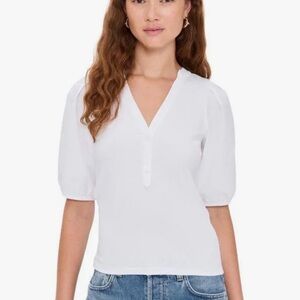 Madewell•Women's Puff-Sleeve Henley Top•Size S•NWT